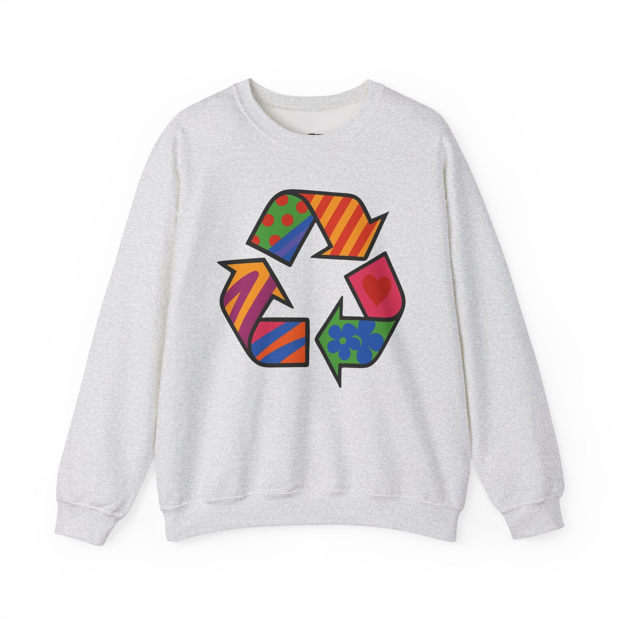 Eco-Friendly Graphic Sweatshirt - Unisex Heavy Blend™ Crewneck with Colorful Recycle Design - Riff Raff Wear