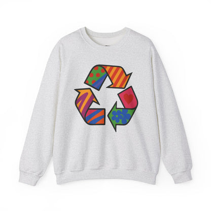 Eco-Friendly Graphic Sweatshirt - Unisex Heavy Blend™ Crewneck with Colorful Recycle Design - Riff Raff Wear