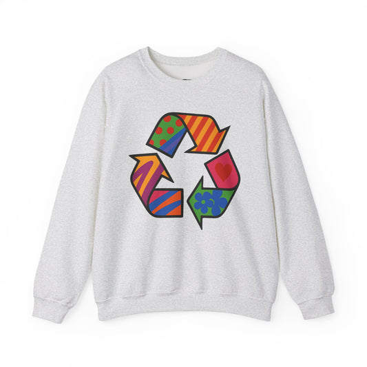 Eco-Friendly Graphic Sweatshirt - Unisex Heavy Blend™ Crewneck with Colorful Recycle Design - Riff Raff Wear