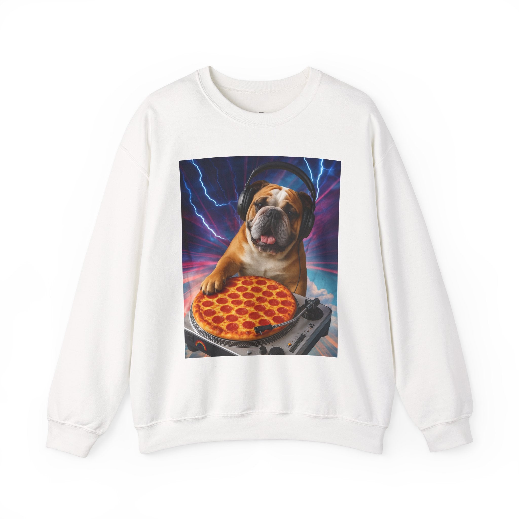 Pizza Party Bulldog Crewneck Sweatshirt - Fun & Cozy Unisex Gift - Riff Raff Wear