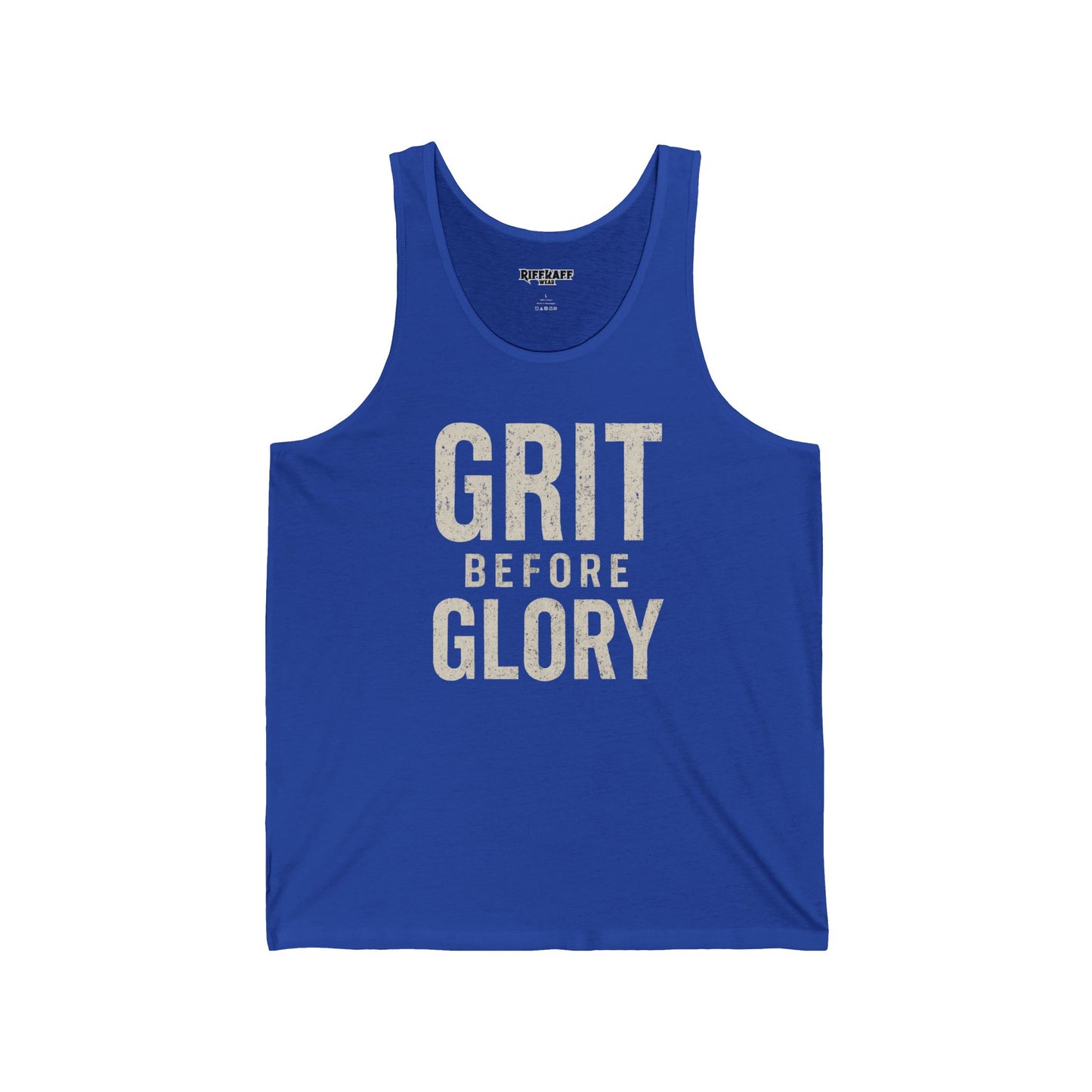 Grit Before Glory Unisex Jersey Tank - Motivational Workout Apparel - Fitness - Riff Raff Wear