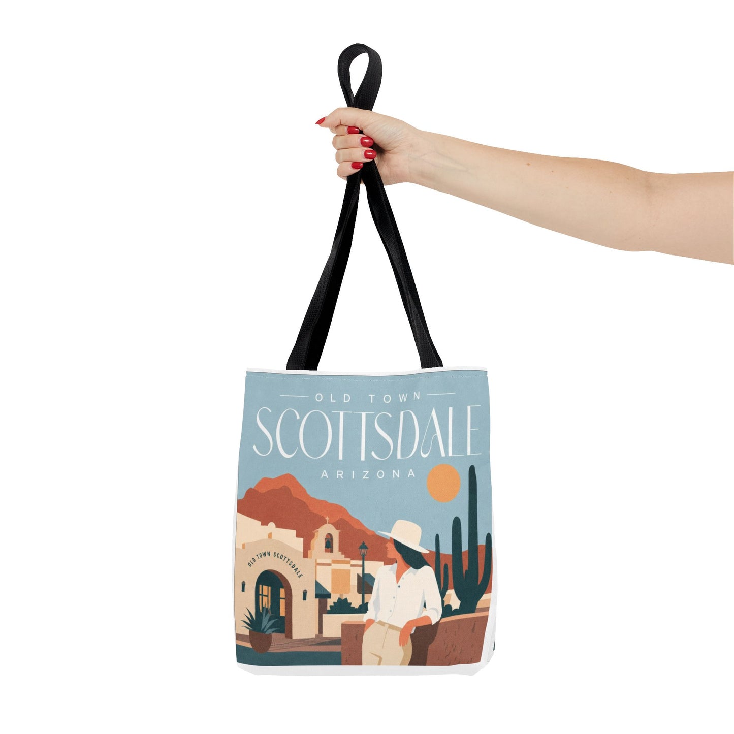 Scottsdale Arizona Vintage Travel Tote Bag — Old Town Desert Poster Design