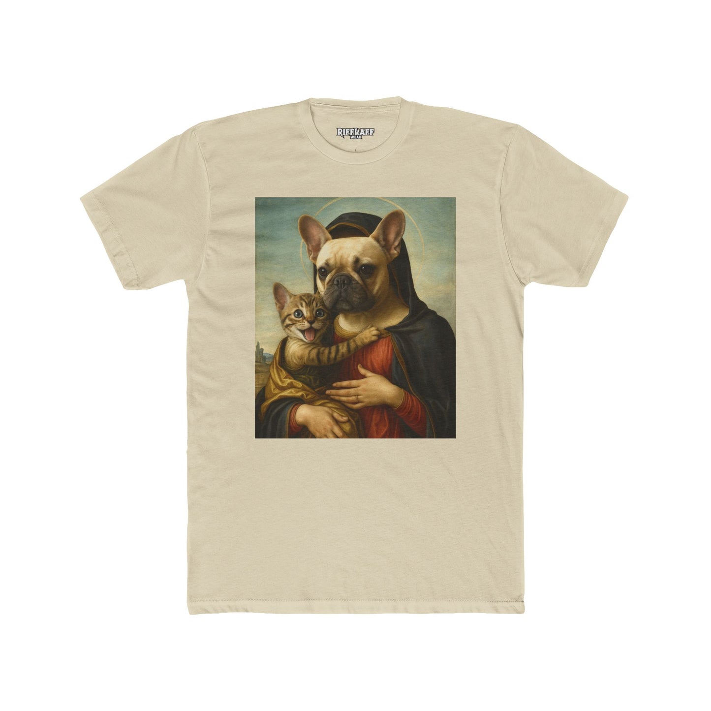 Funny Pet Portrait Unisex Cotton Crew Tee - Cat & Dog Art Tee - Riff Raff Wear