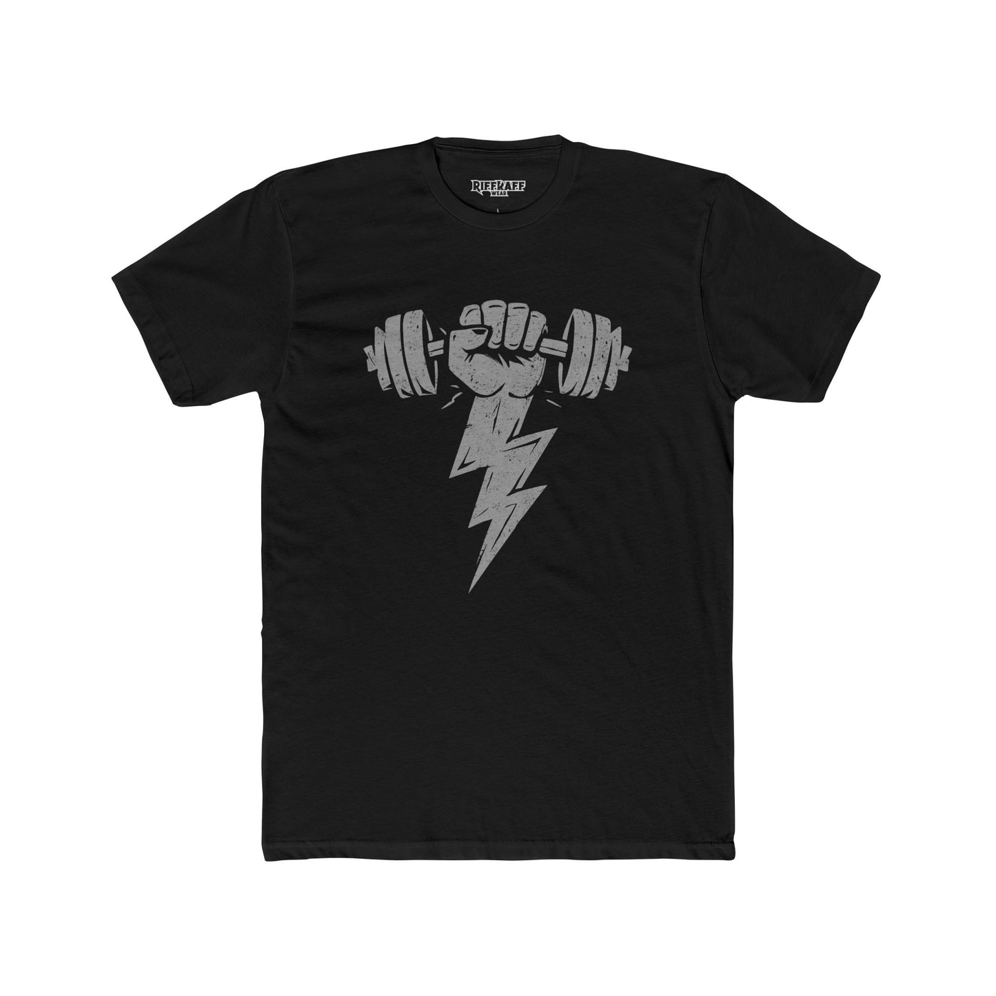 Motivational Gym Crew Tee - Bold Fist & Dumbbell Design - Riff Raff Wear
