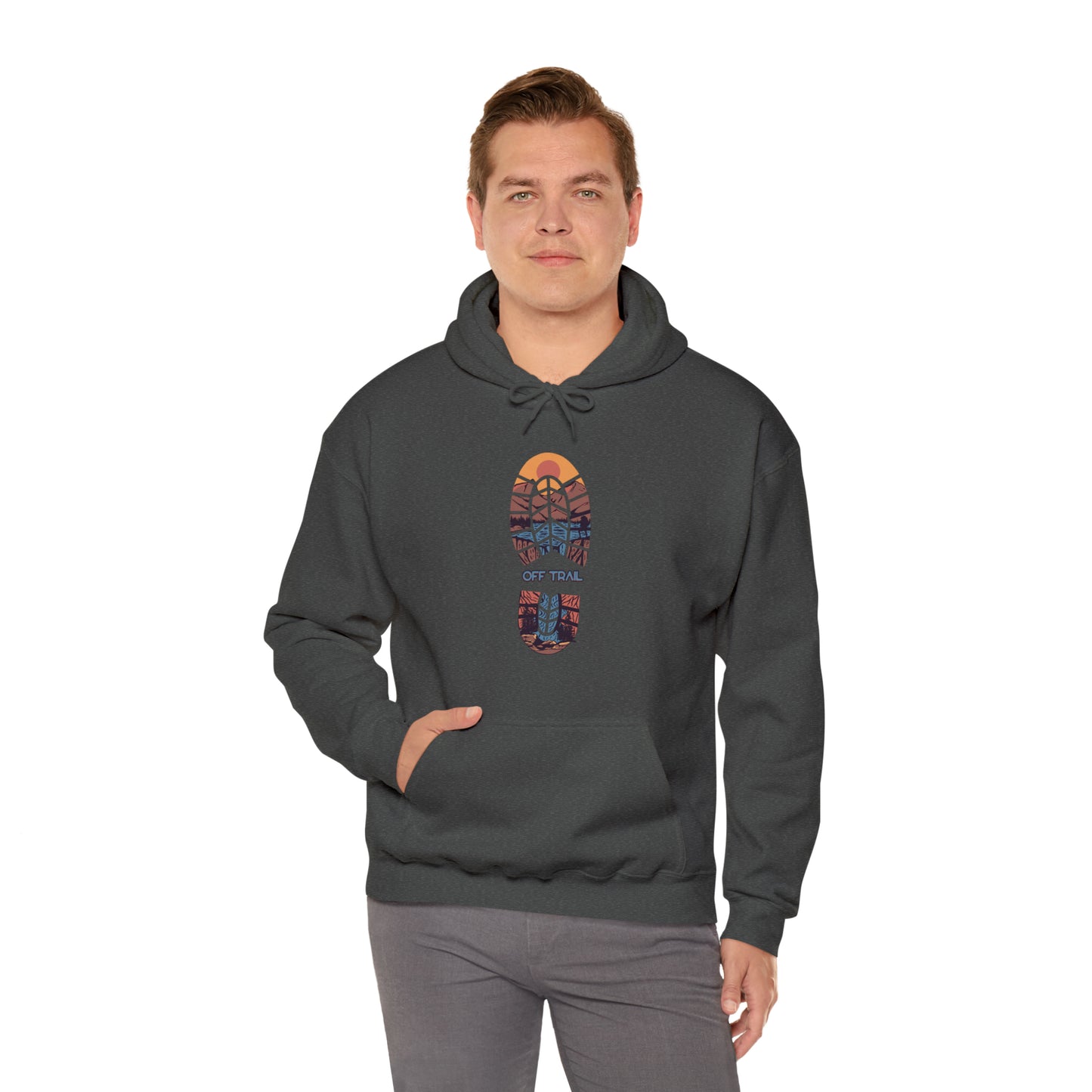 Off Trail Boot Print Unisex Heavy Blend™ Hooded Sweatshirt