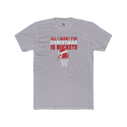 Basketball Christmas Tee — "All I Want For Christmas Is Buckets" Holiday Shirt