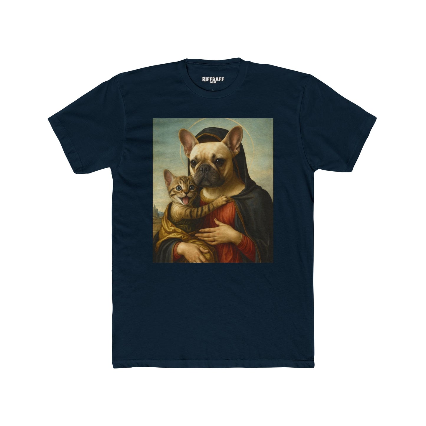 Funny Pet Portrait Unisex Cotton Crew Tee - Cat & Dog Art Tee - Riff Raff Wear