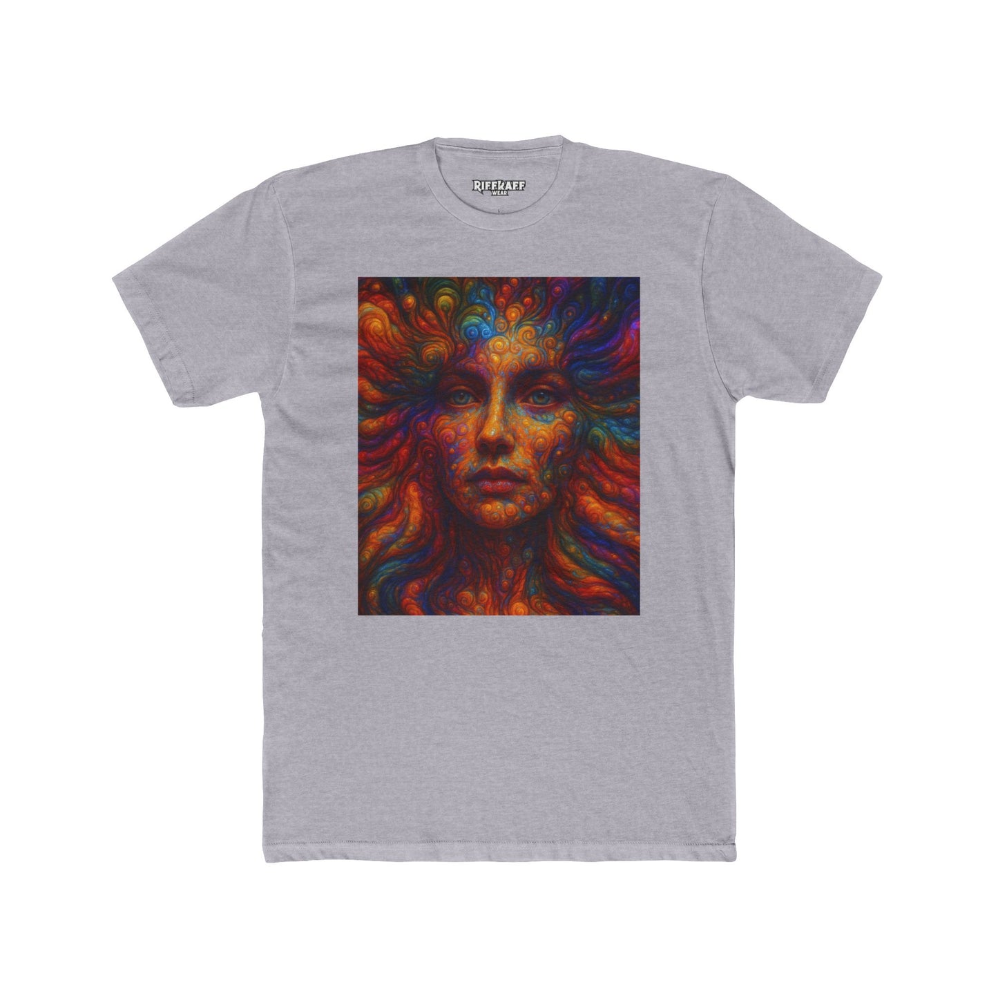 Vibrant Artistic Unisex Cotton Crew Tee - Colorful Abstract Face Design - Riff Raff Wear