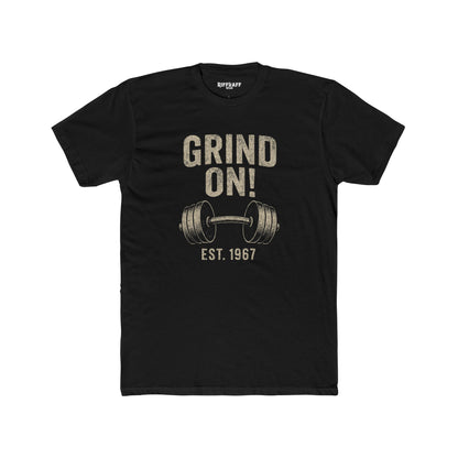 Grind On! Unisex Cotton Crew Tee for Fitness Enthusiasts - Riff Raff Wear