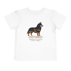 Toddler Tee — Scottsdale America’s 250th Flag Husky Dog Graphic
