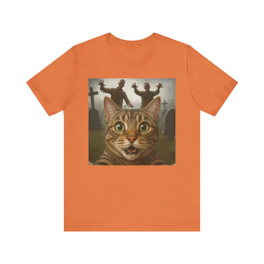 Zombie Cat Halloween Tee, Cute Cat Shirt, Unisex Graphic Tee, Funny Pet Lover Gift, Halloween Costume Top - Riff Raff Wear