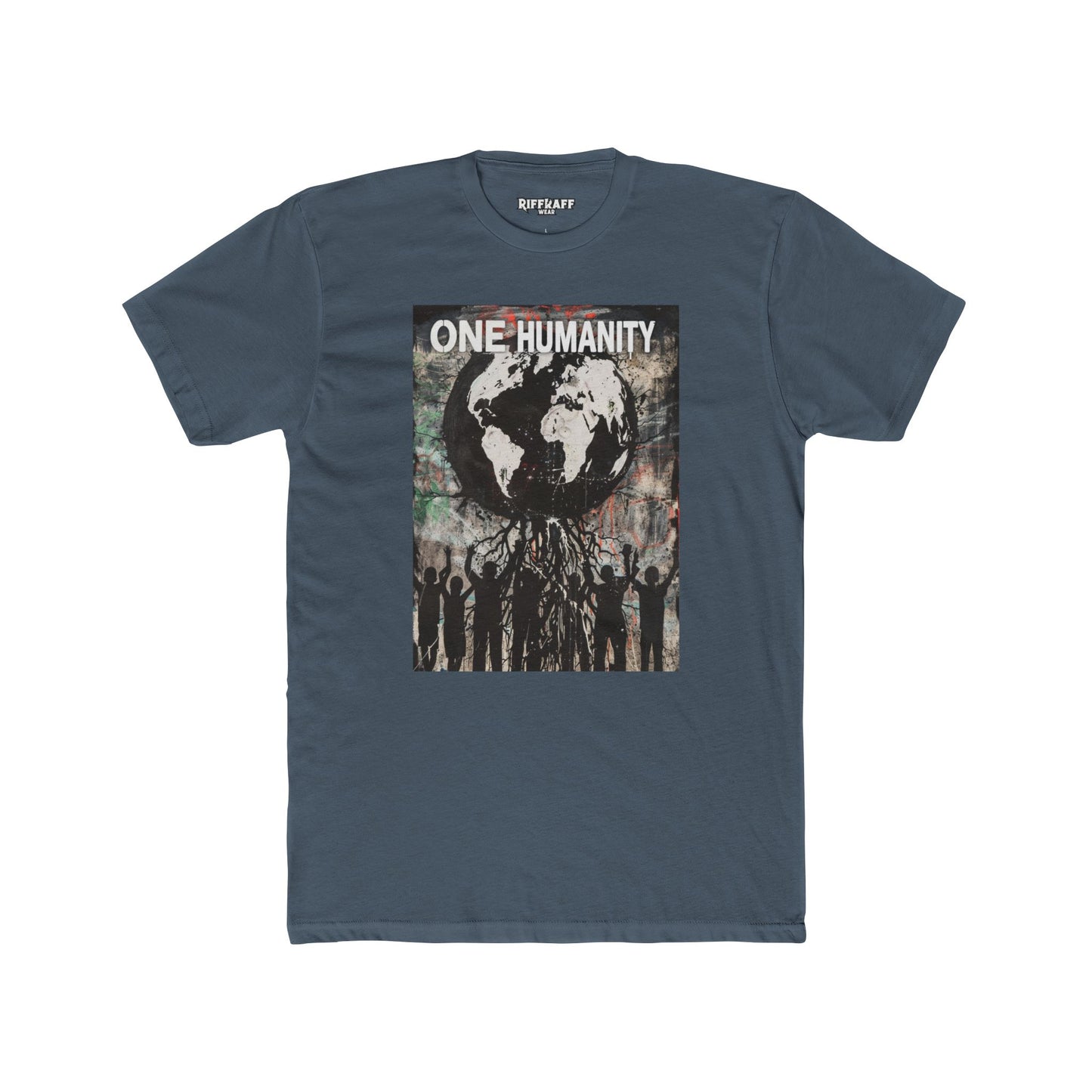 One Humanity Unisex Cotton Crew Tee -  Political Art - Riff Raff Wear