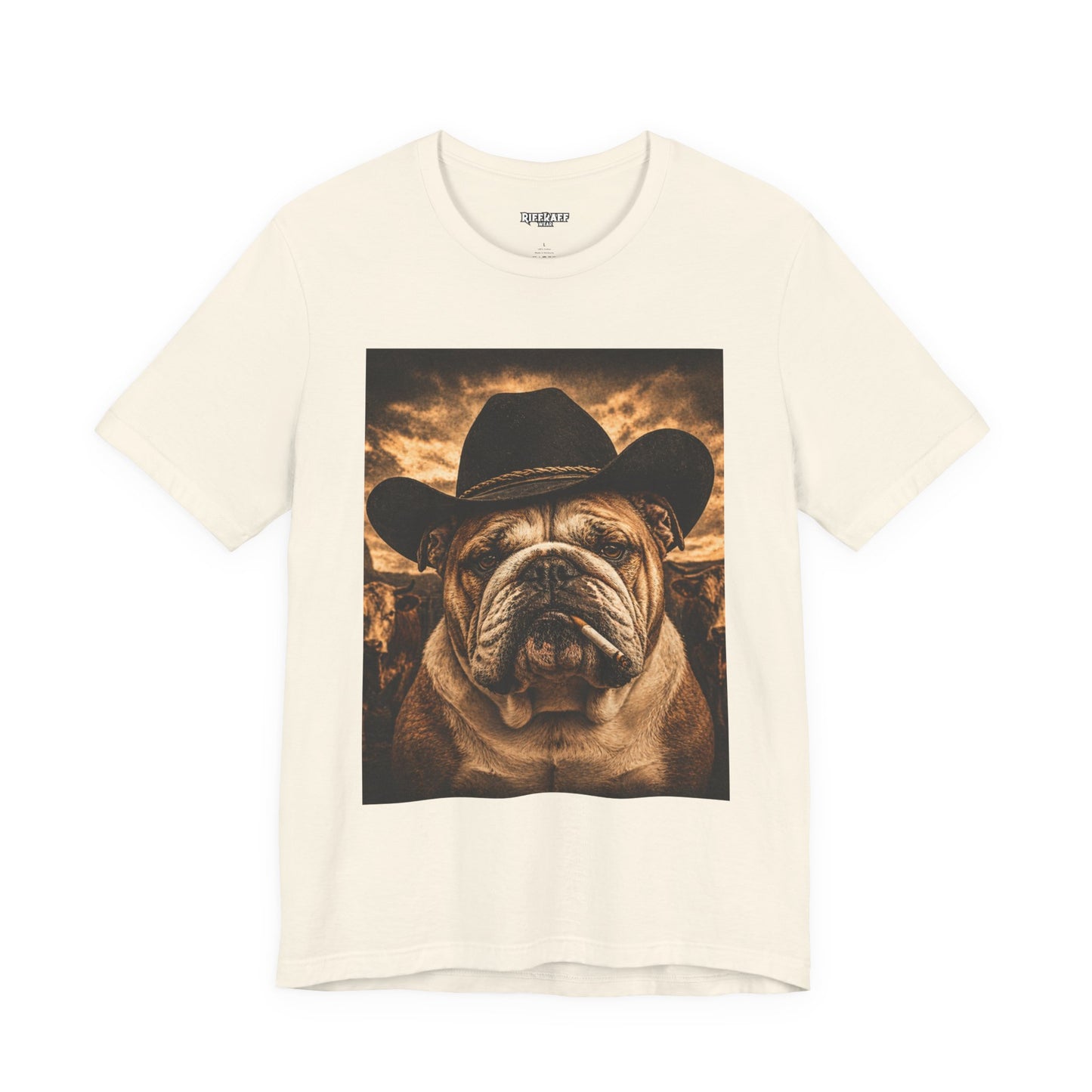 Bulldog Cowboy T‑Shirt  Vintage Western Dog Graphic Tee - Riff Raff Wear