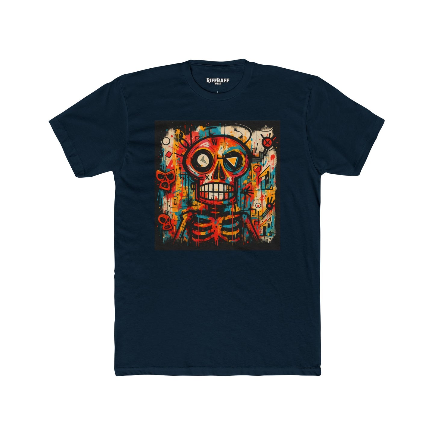 Colorful Skeleton Art Unisex Cotton Crew Tee - Day of the Dead Shirt - Riff Raff Wear