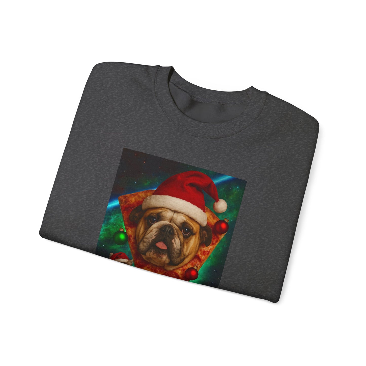 Festive Dog Pizza Sweatshirt, Holiday Gift, Christmas Apparel, Unisex Crewneck, Dog Lover Sweatshirt - Riff Raff Wear