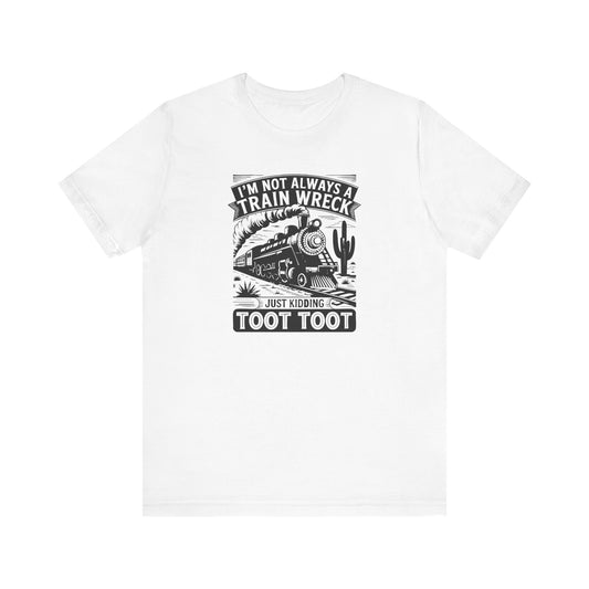 Funny Train Wreck Unisex Tee, Humorous Gift, Casual Wear, Graphic Tee, Birthday Gift, Train Lover Shirt - Riff Raff Wear