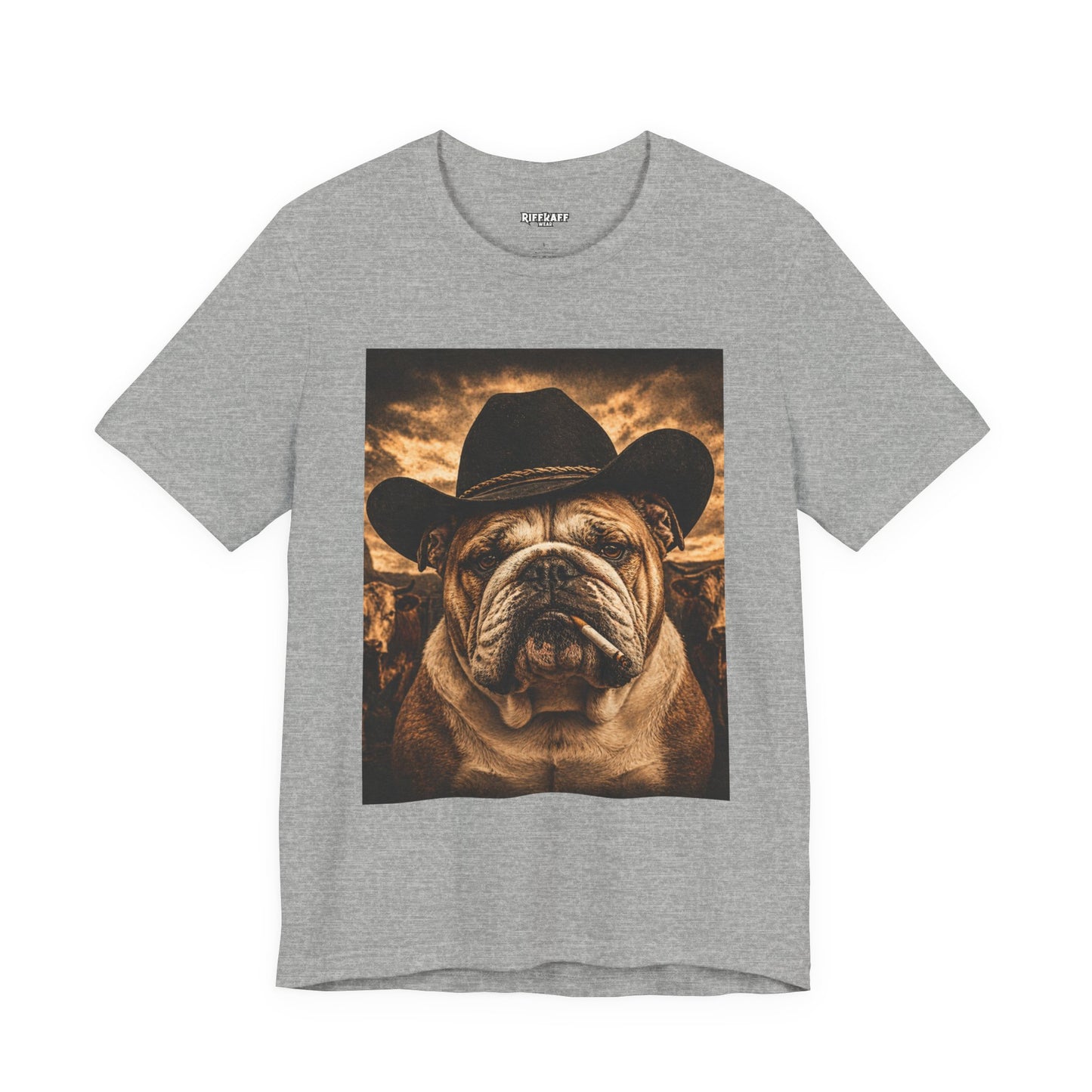 Bulldog Cowboy T‑Shirt  Vintage Western Dog Graphic Tee - Riff Raff Wear