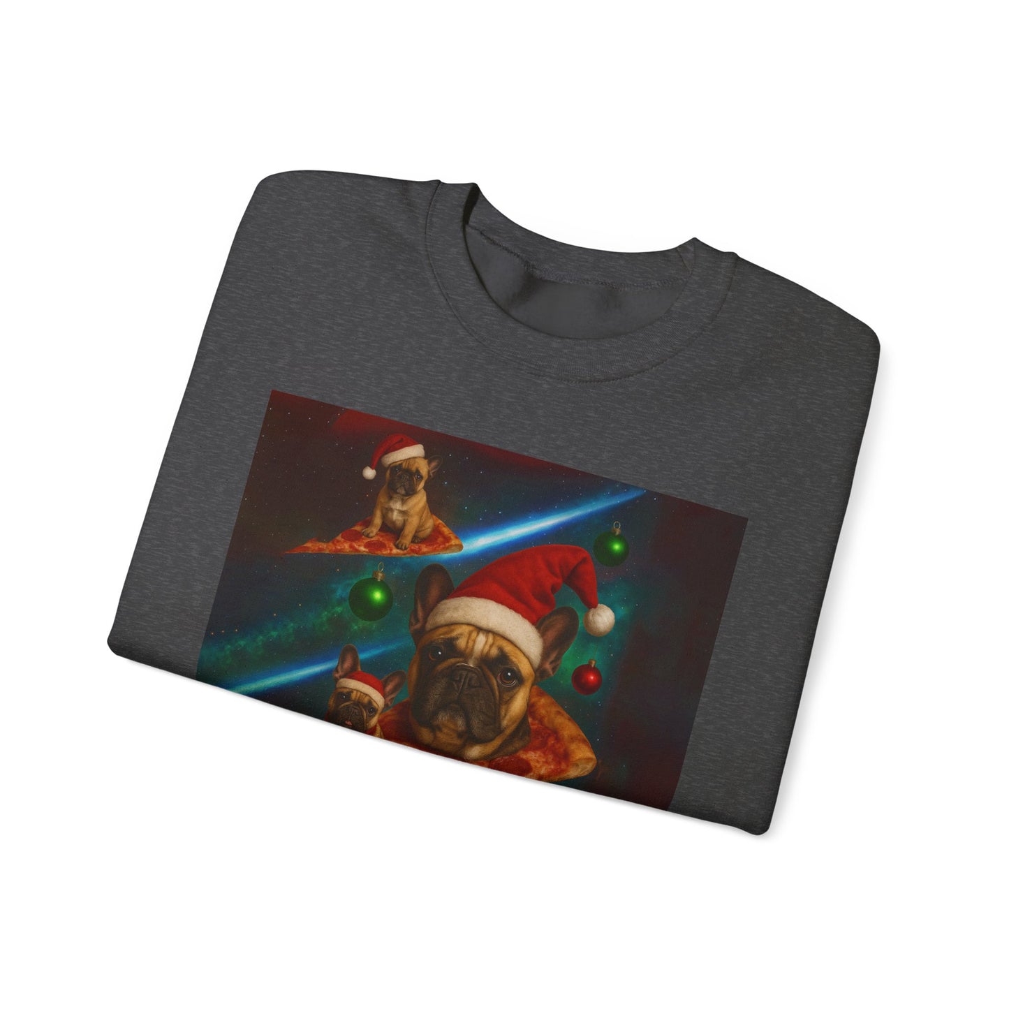 Festive Pizza Dog Crewneck Sweatshirt | Fun Holiday Apparel | Gift for Dog Lovers, Christmas Sweatshirt, Cozy Fashion, Unisex Style - Riff Raff Wear