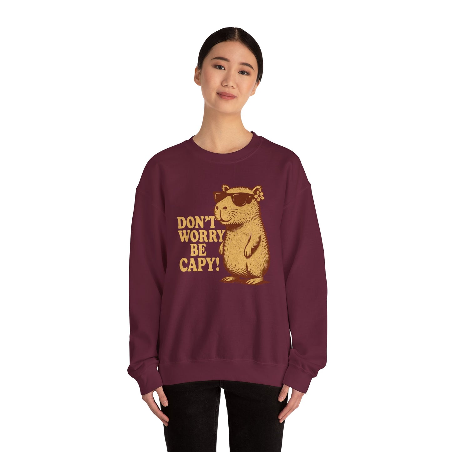 Don't Worry Be Capy! - Unisex Heavy Blend Crewneck Sweatshirt - Riff Raff Wear
