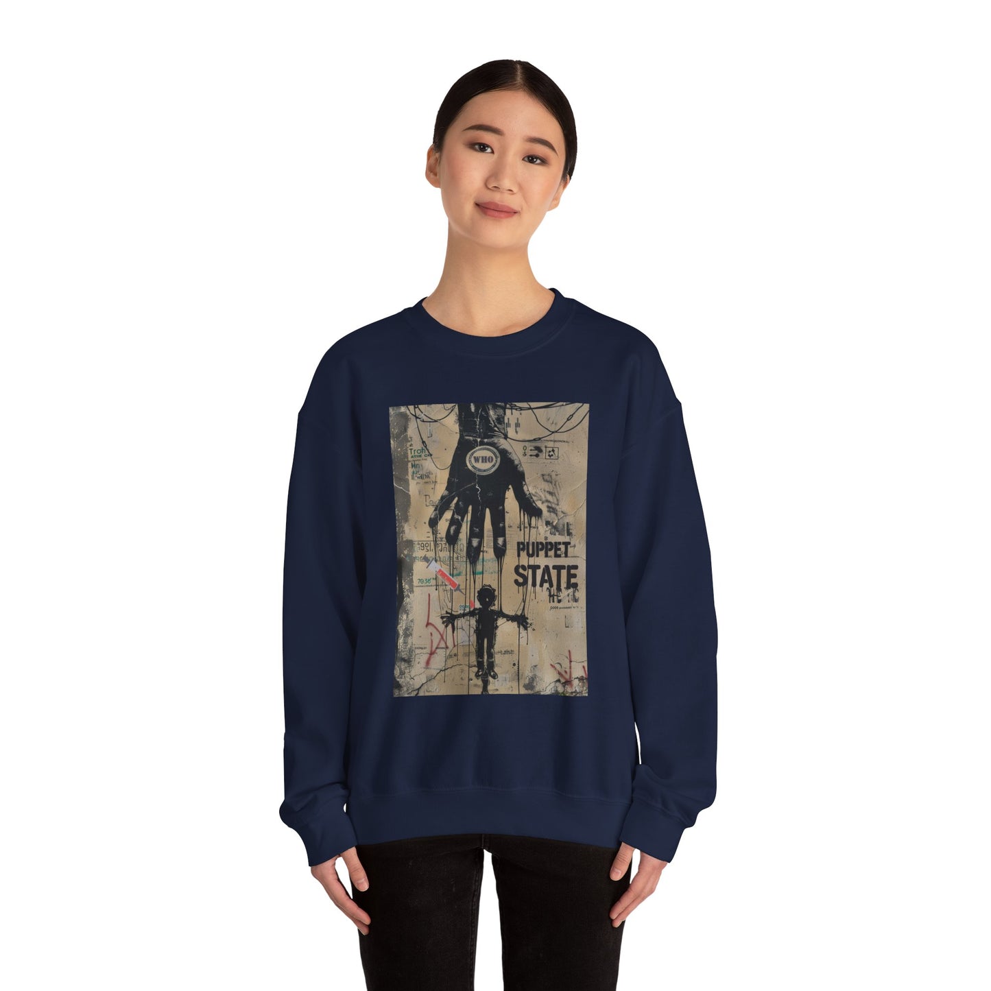 Artistic Puppet State Sweatshirt - Unisex Crewneck for Creative Souls - Riff Raff Wear