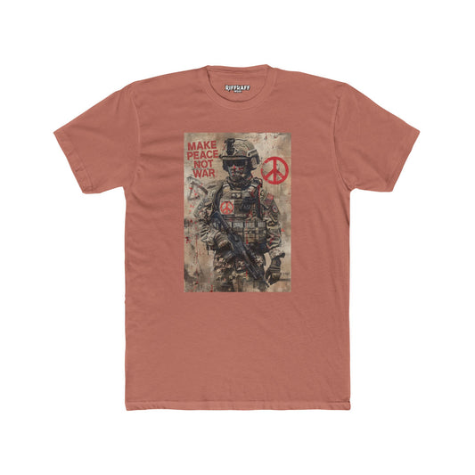 Unisex Cotton Crew Tee - Make Peace Not War Political Art - Riff Raff Wear