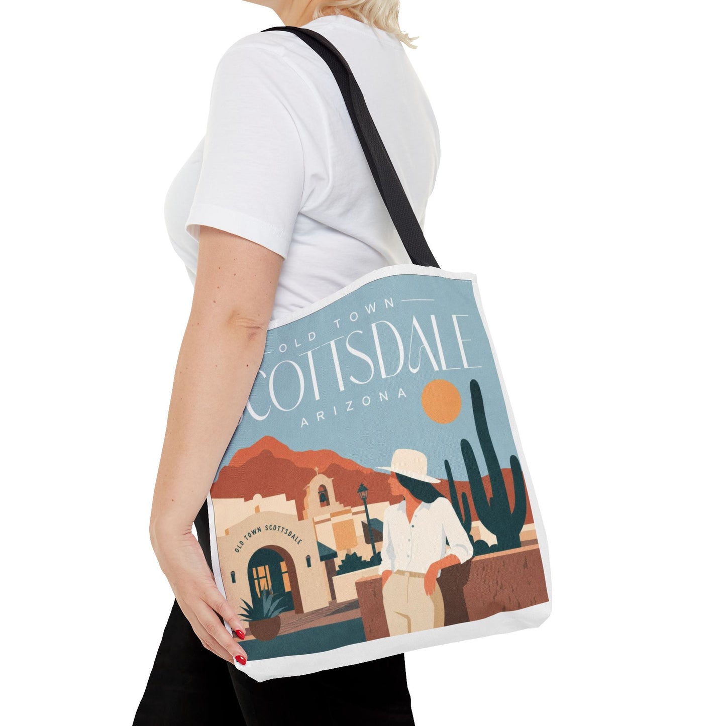 Scottsdale Arizona Vintage Travel Tote Bag — Old Town Desert Poster Design