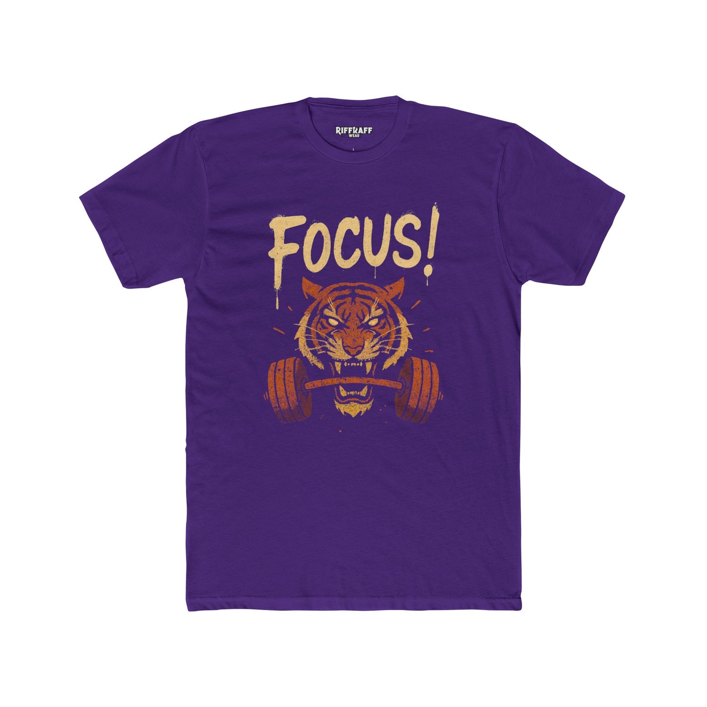 Focus Tiger Unisex Cotton Crew Tee - Motivational Fitness Shirt - Riff Raff Wear