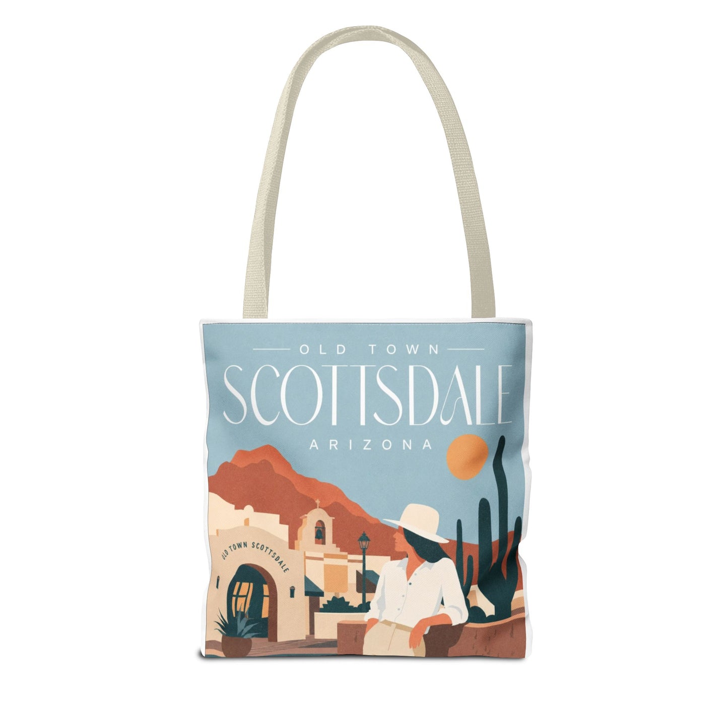 Scottsdale Arizona Vintage Travel Tote Bag — Old Town Desert Poster Design