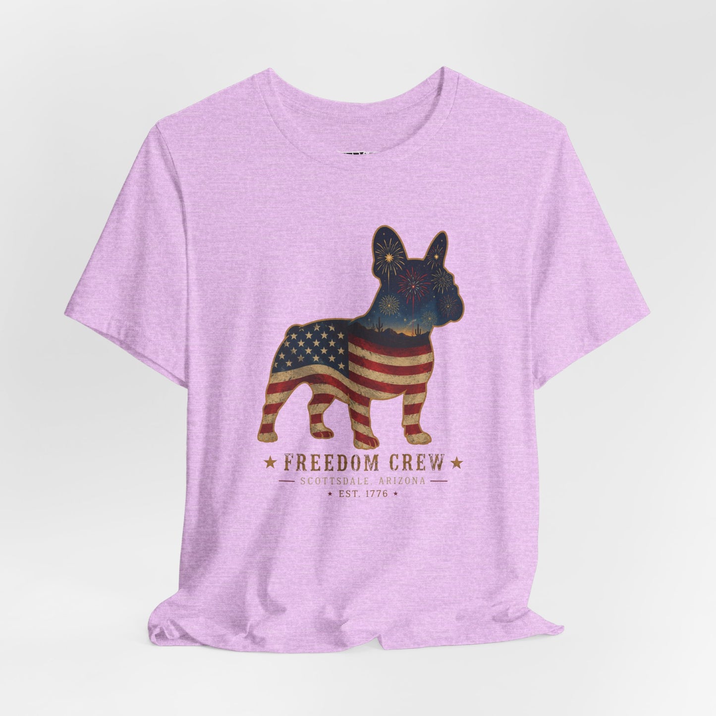 Freedom Crew Frenchie T-Shirt – Patriotic Bulldog Flag Tee