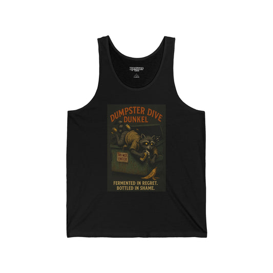 Funny Unisex Jersey Tank - "Dumpster Dive Dunkel" Graphic Tee - Riff Raff Wear Underground