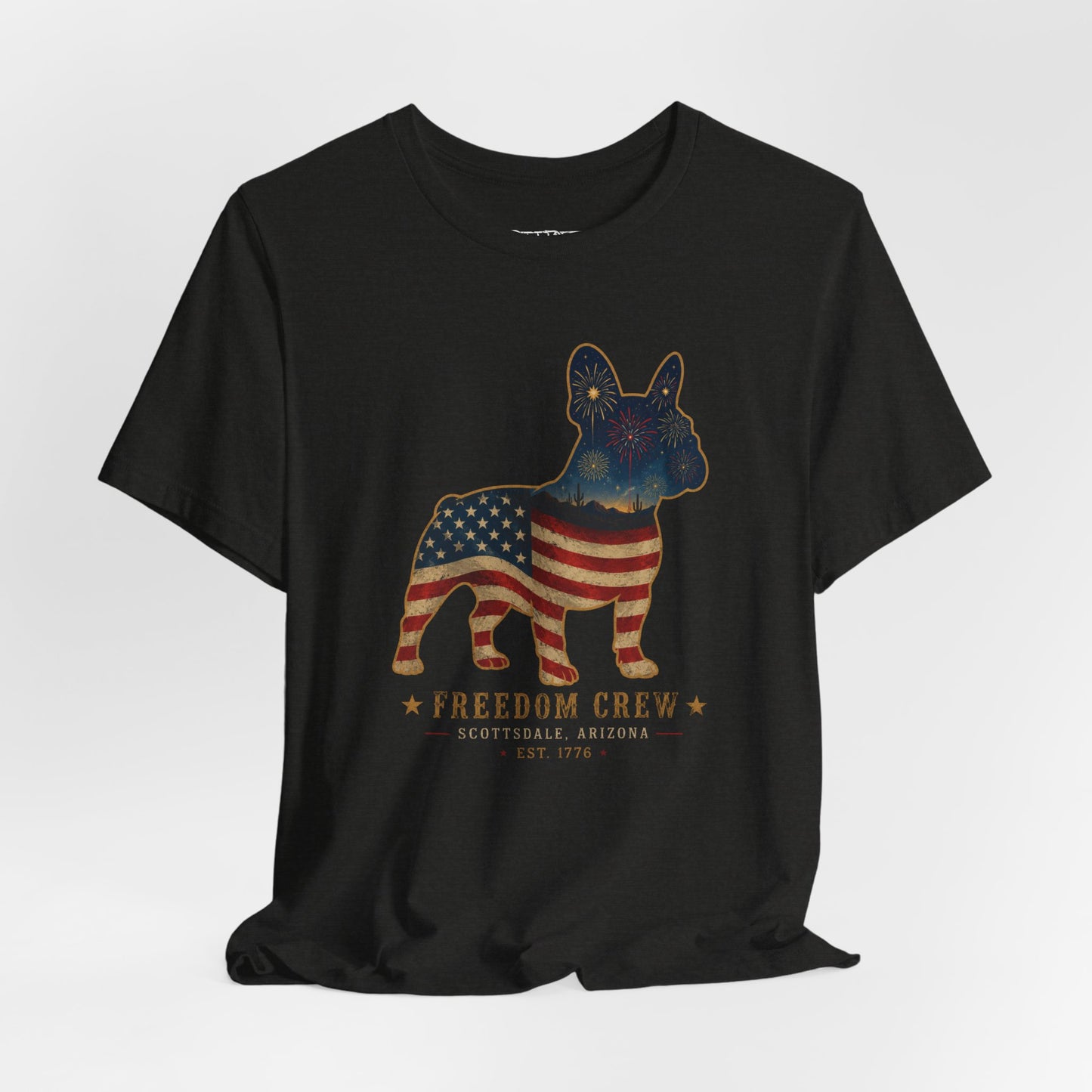 Freedom Crew Frenchie T-Shirt – Patriotic Bulldog Flag Tee