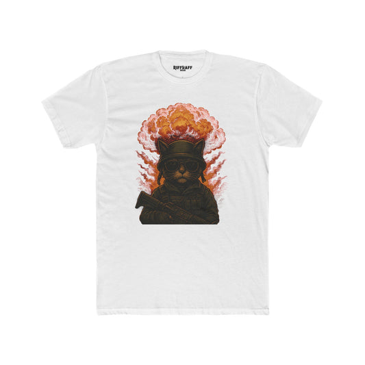 Cat Soldier Graphic Unisex Cotton Crew Tee - Tactical Fun Wear - Riff Raff Wear