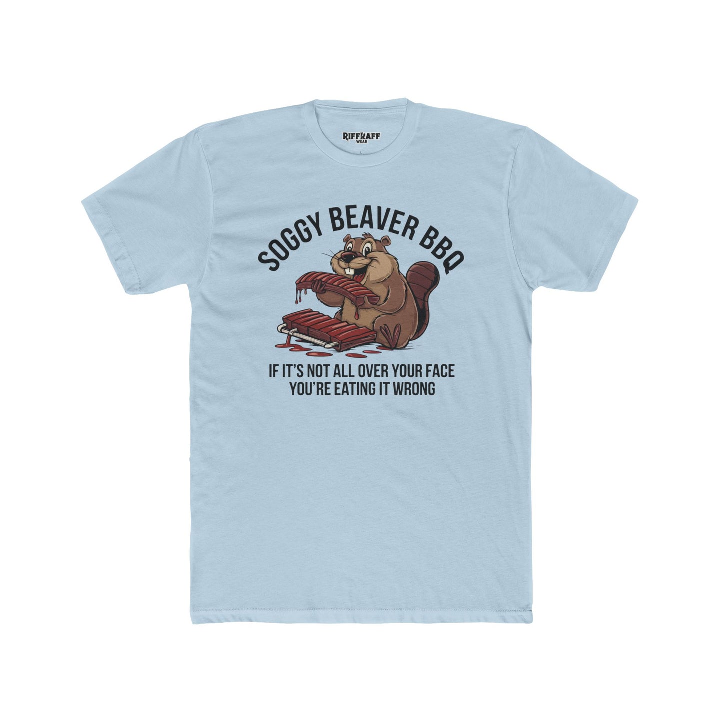 Soggy Beaver BBQ Unisex Cotton Crew Tee - Fun Foodie Shirt - Riff Raff Wear