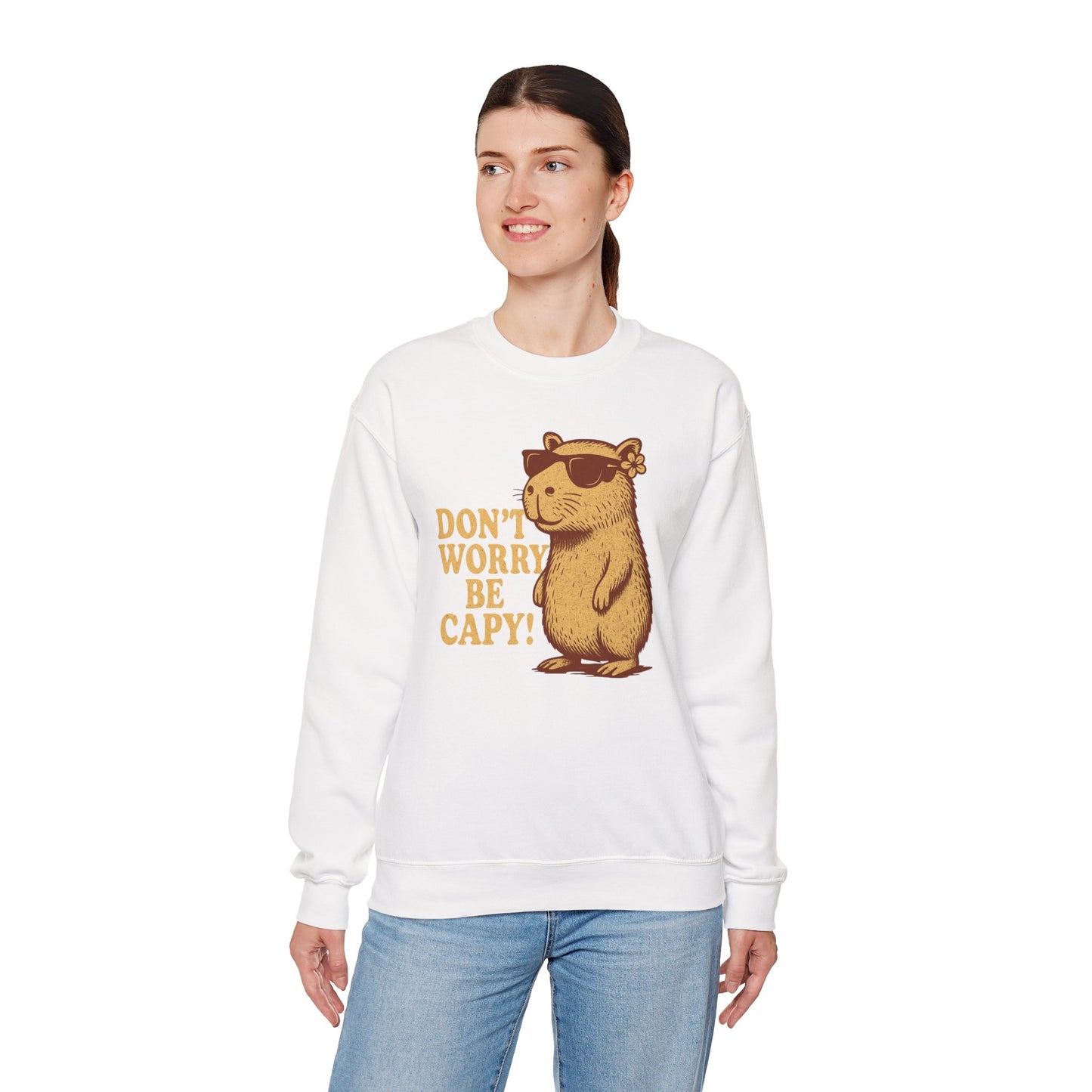 Don't Worry Be Capy! - Unisex Heavy Blend Crewneck Sweatshirt - Riff Raff Wear
