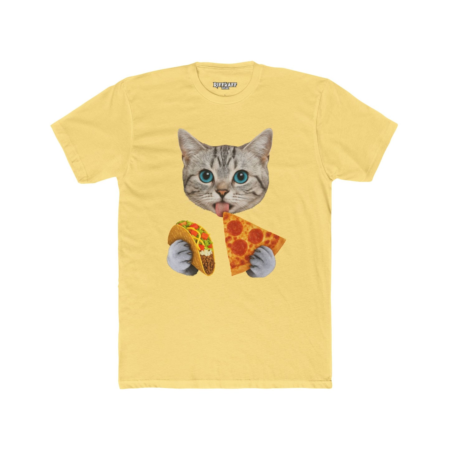 Funny Cat Pizza Taco Unisex Cotton Crew Tee - Riff Raff Wear