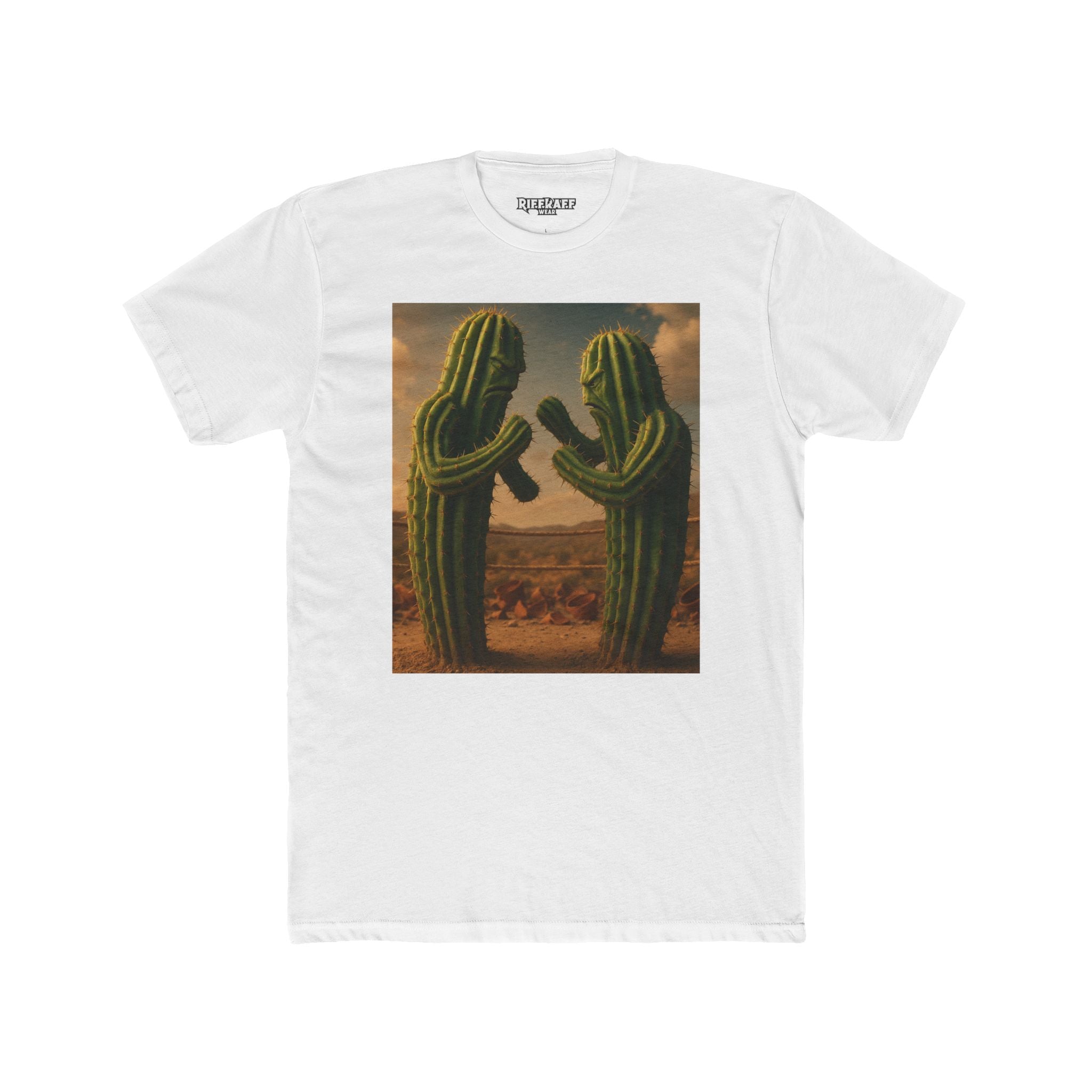 Funny Cactus Fight Club Crew Tee - Unique Unisex Cotton T-Shirt - Riff Raff Wear