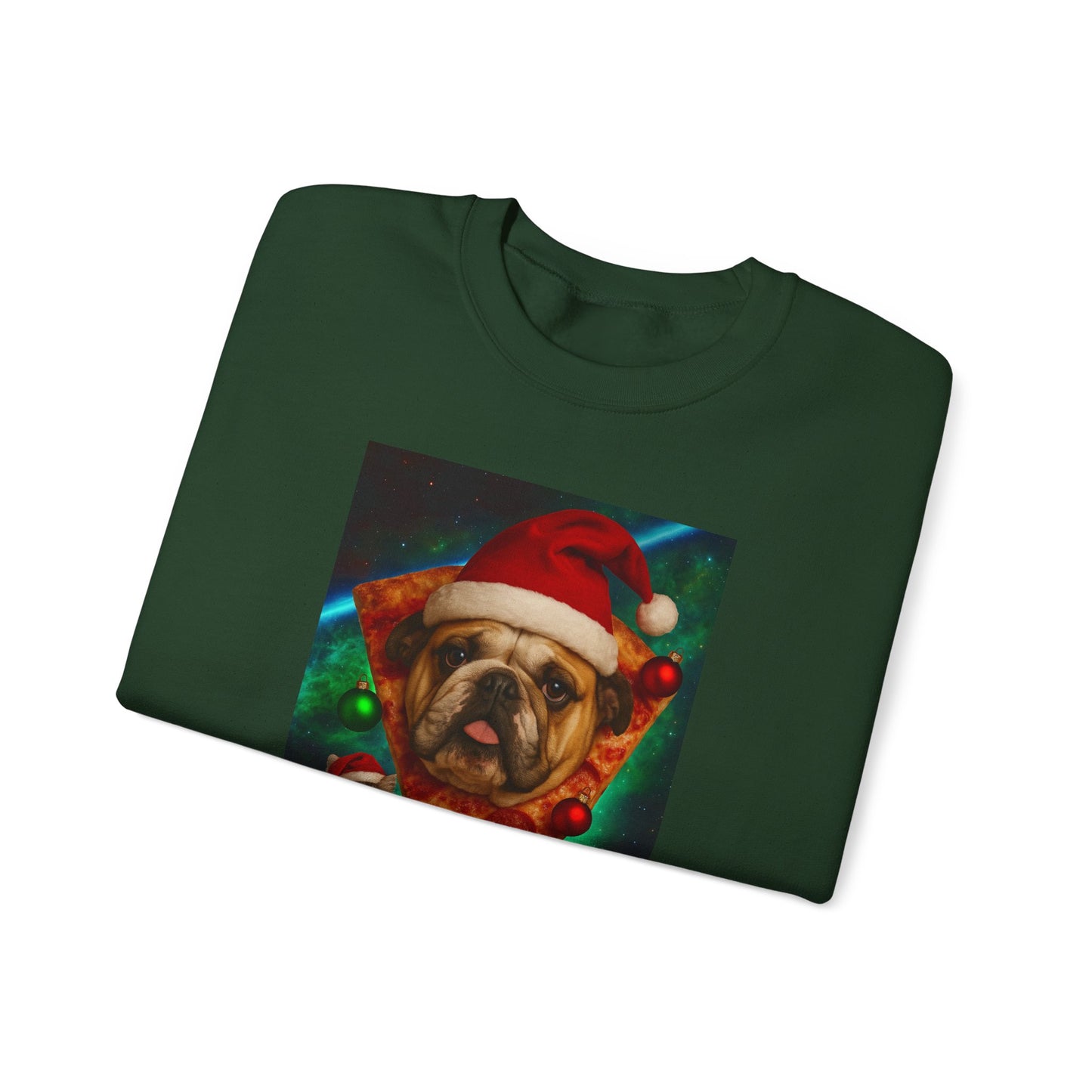Festive Dog Pizza Sweatshirt, Holiday Gift, Christmas Apparel, Unisex Crewneck, Dog Lover Sweatshirt - Riff Raff Wear