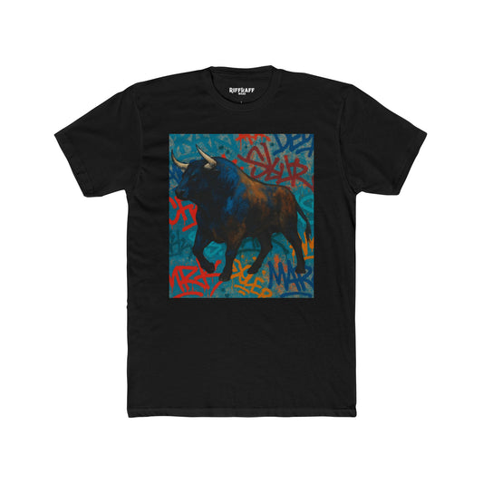 Graffiti Bull Unisex Cotton Crew Tee - Urban Style Graphic T-Shirt - Riff Raff Wear