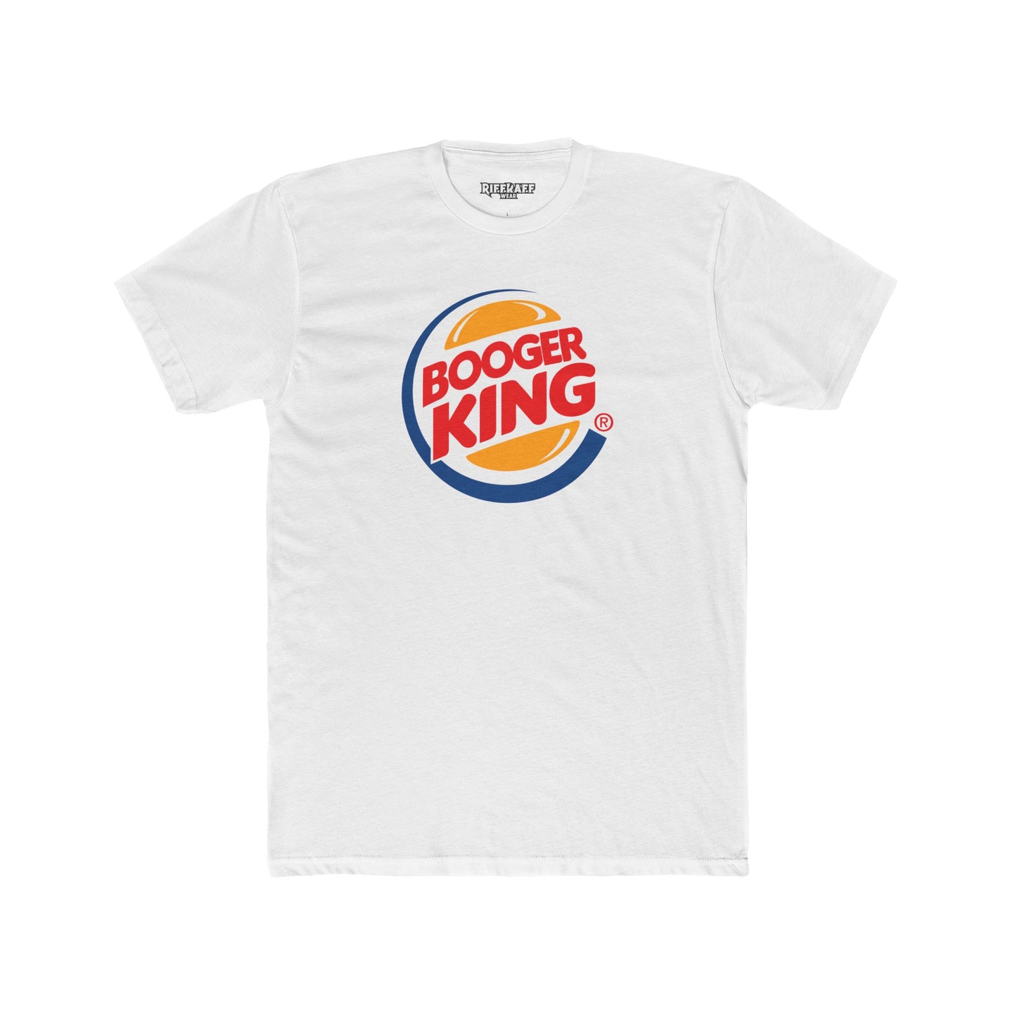 Funny 'Booger King' Unisex Cotton Crew Tee - Humorous T-Shirt for Kids and Adults - Parody Logo Series - Riff Raff Wear