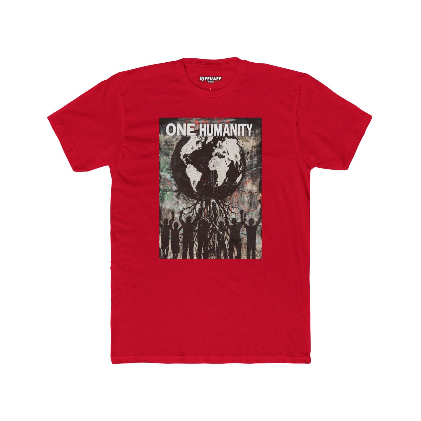 One Humanity Unisex Cotton Crew Tee -  Political Art - Riff Raff Wear
