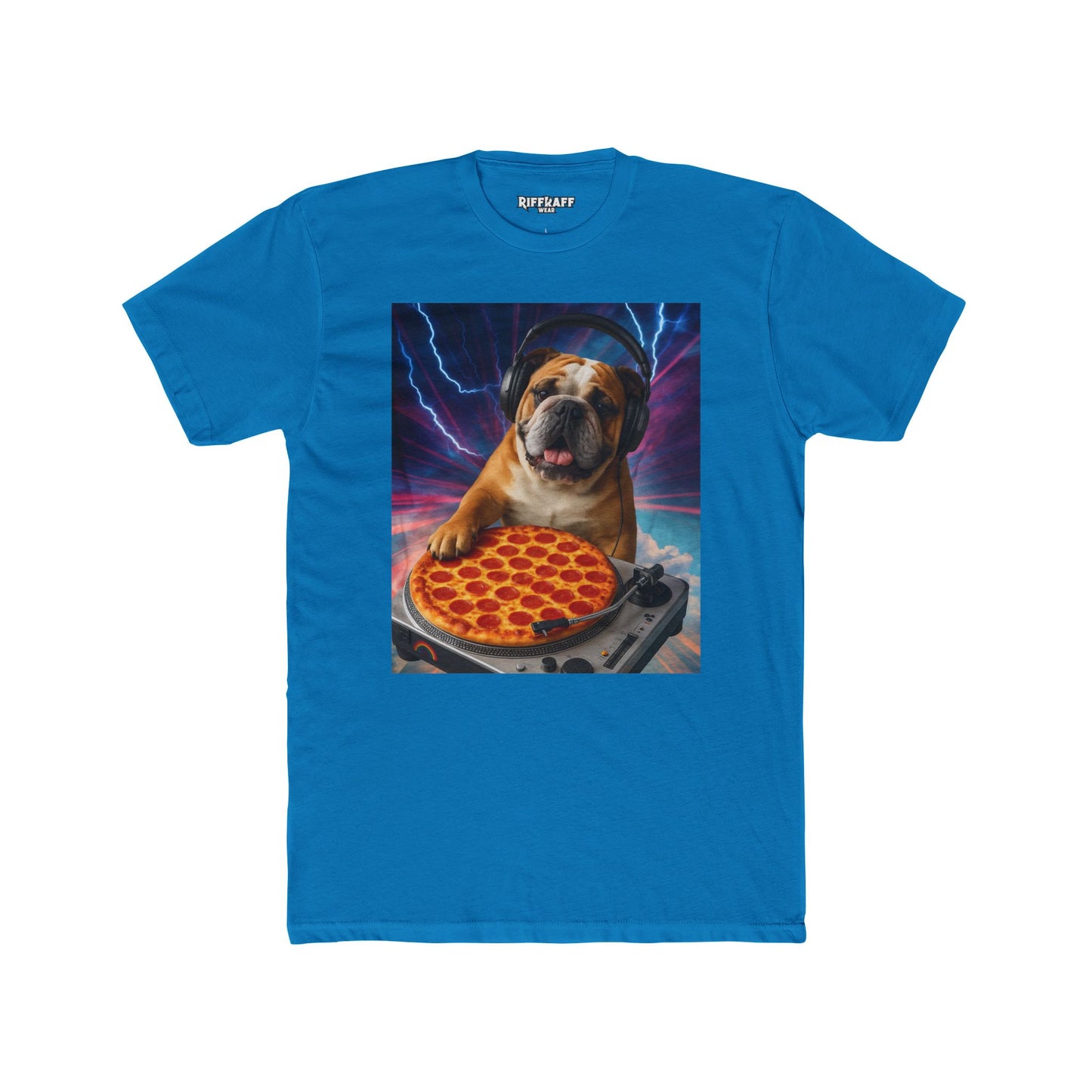 Funny DJ Dog Pizza Unisex Cotton Crew Tee - Riff Raff Wear
