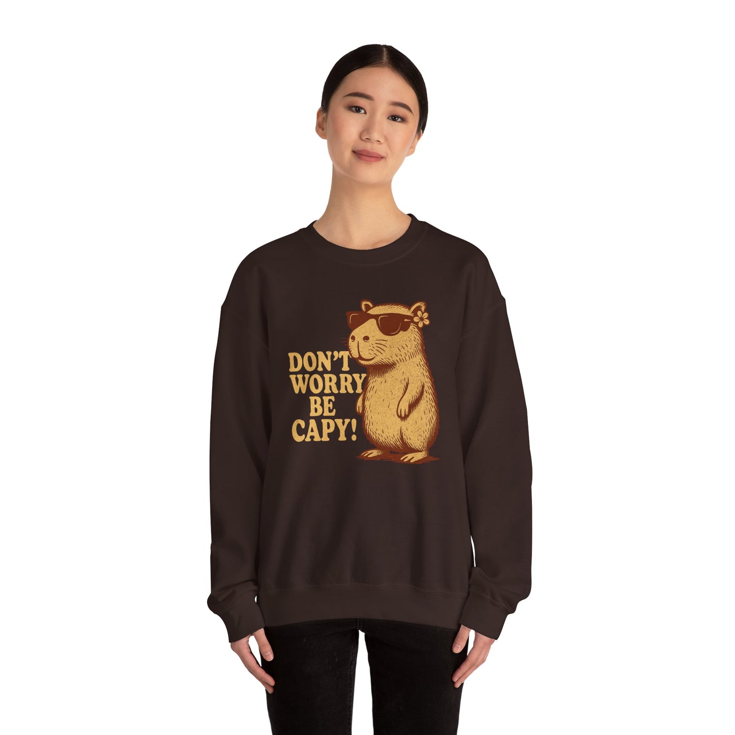 Don't Worry Be Capy! - Unisex Heavy Blend Crewneck Sweatshirt - Riff Raff Wear