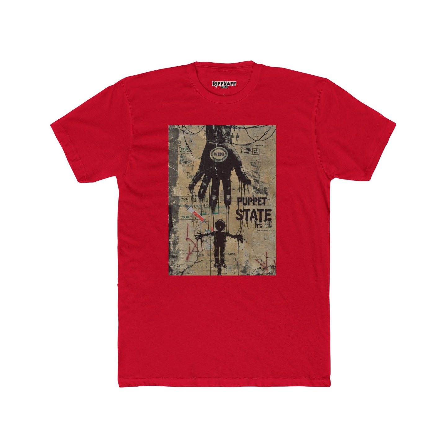 Unisex Cotton Crew Tee - Puppet State Political Art - Riff Raff Wear