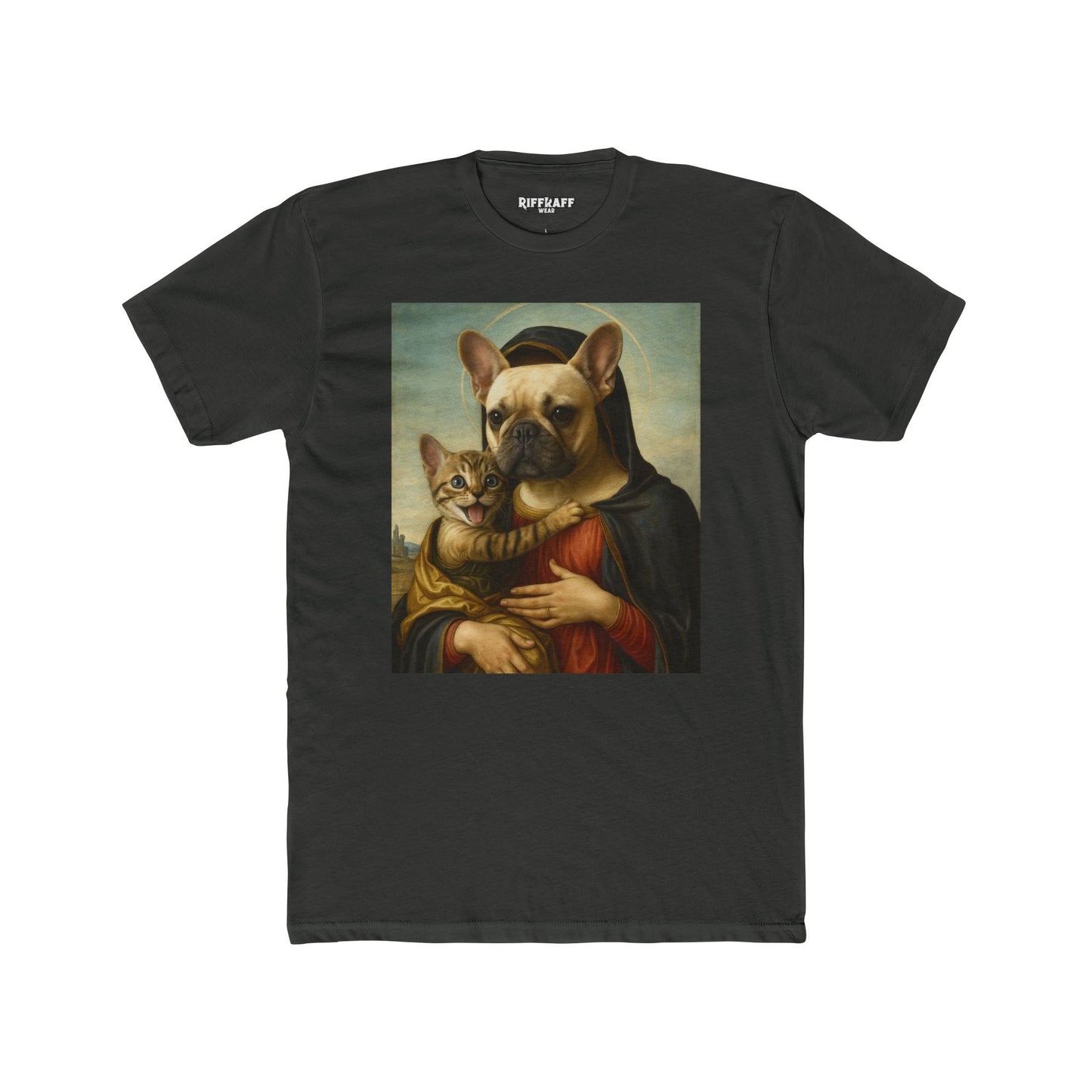 Funny Pet Portrait Unisex Cotton Crew Tee - Cat & Dog Art Tee - Riff Raff Wear