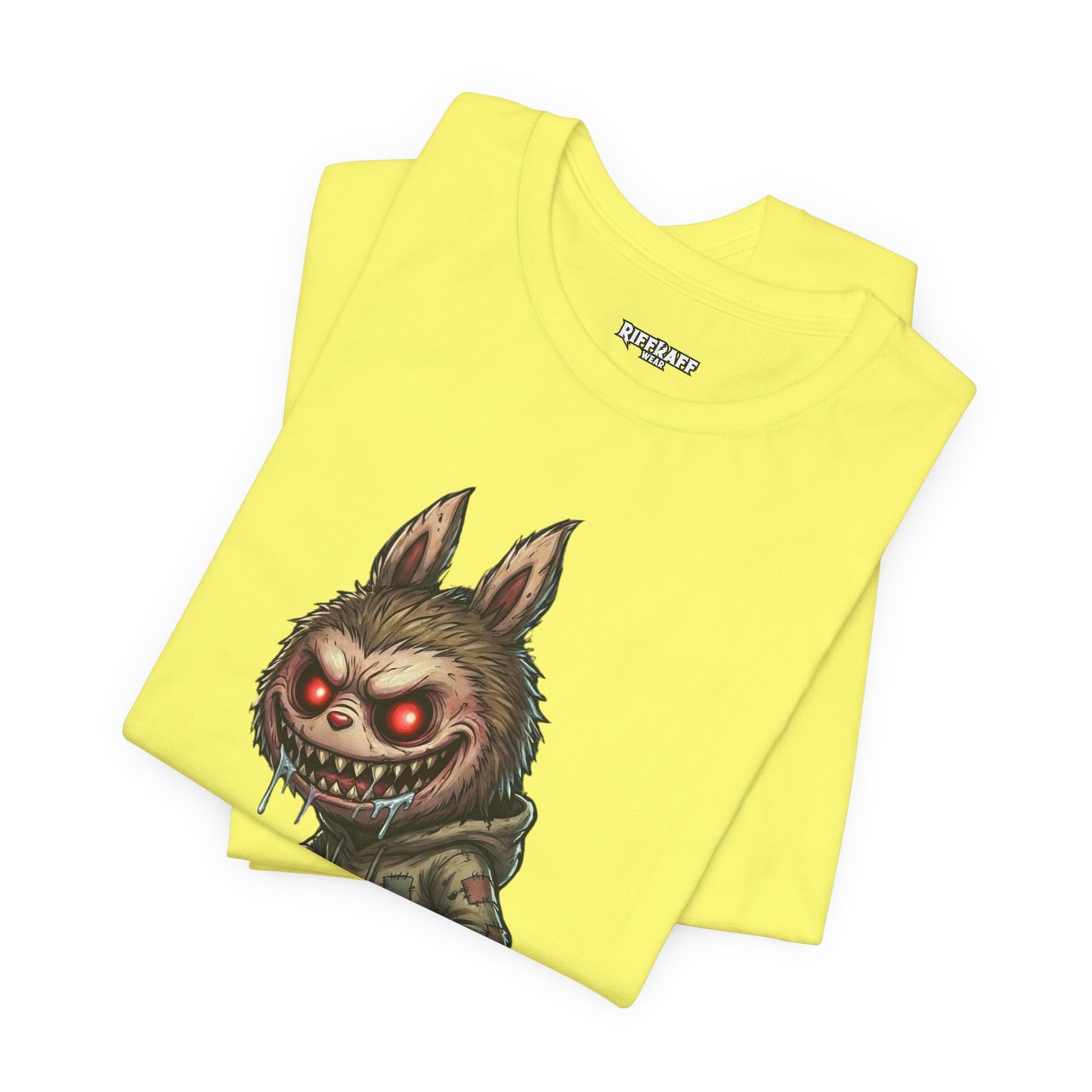 Graphic Tee — Creepy Bunny Monster Front with "F*** You and Your Lab***" Bold Back