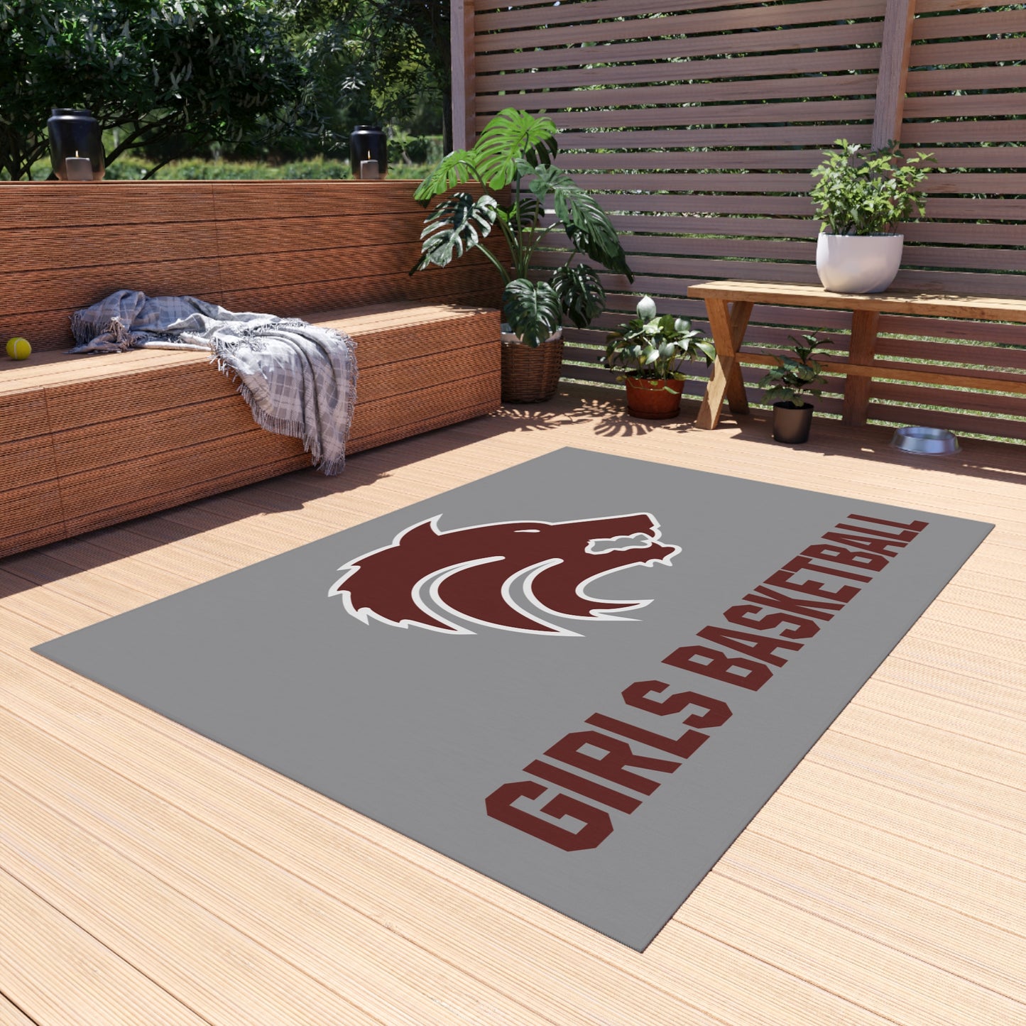 Girls Basketball Outdoor Rug — DMHS Wolf Mascot Team