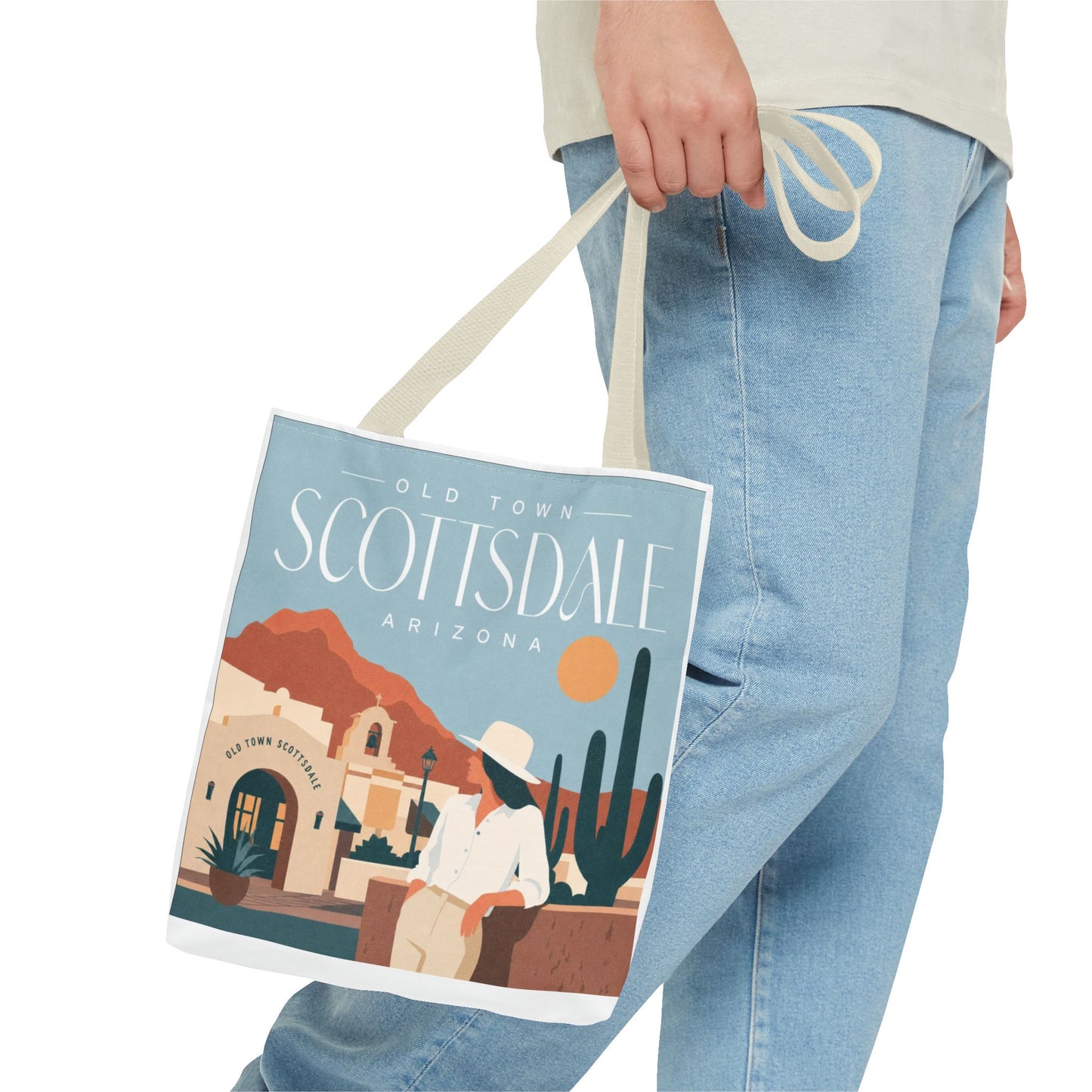Scottsdale Arizona Vintage Travel Tote Bag — Old Town Desert Poster Design
