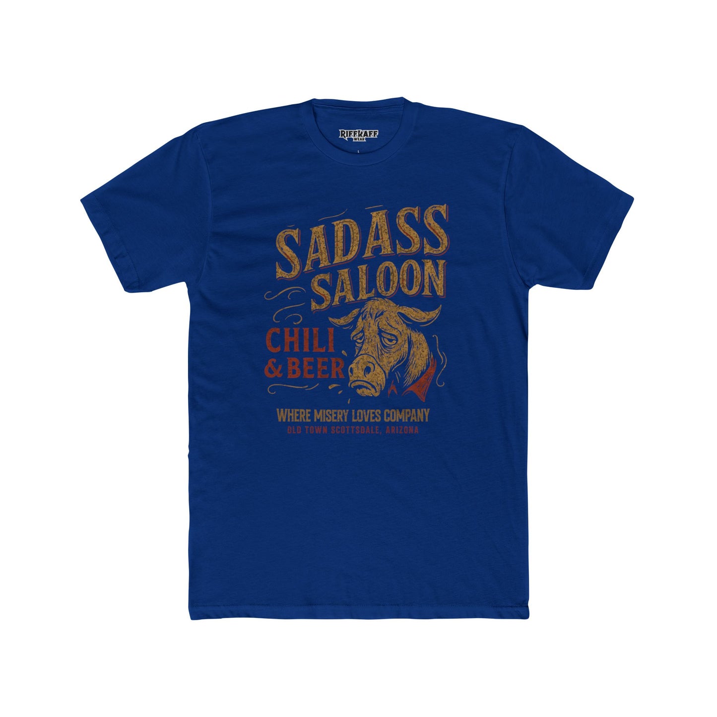 Sad Ass Saloon Unisex Cotton Crew Tee - Chili & Beer Graphic Tee for Fun Nights Out - Riff Raff Wear