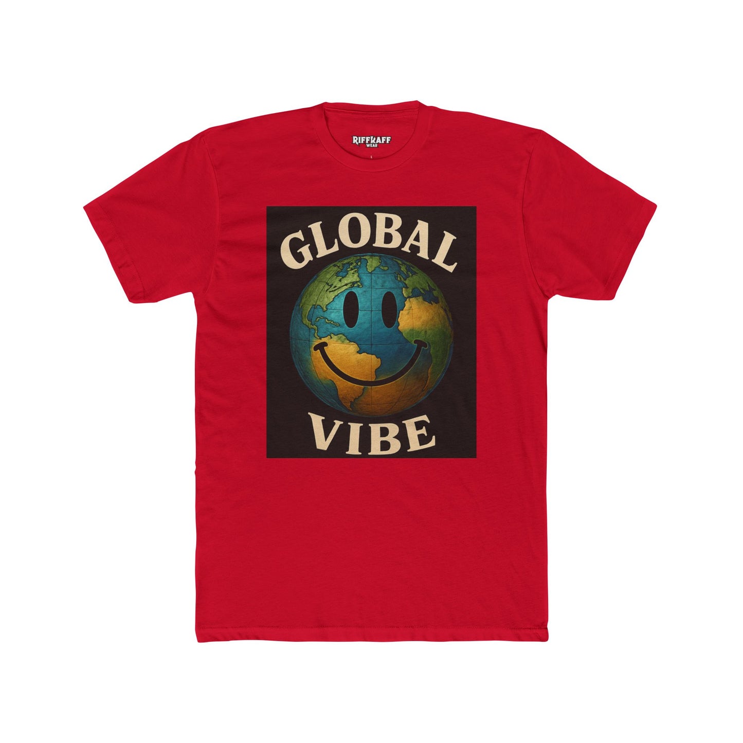 Global Vibe Unisex Cotton Crew Tee - Positive Earth Design for Eco Lovers - Riff Raff Wear