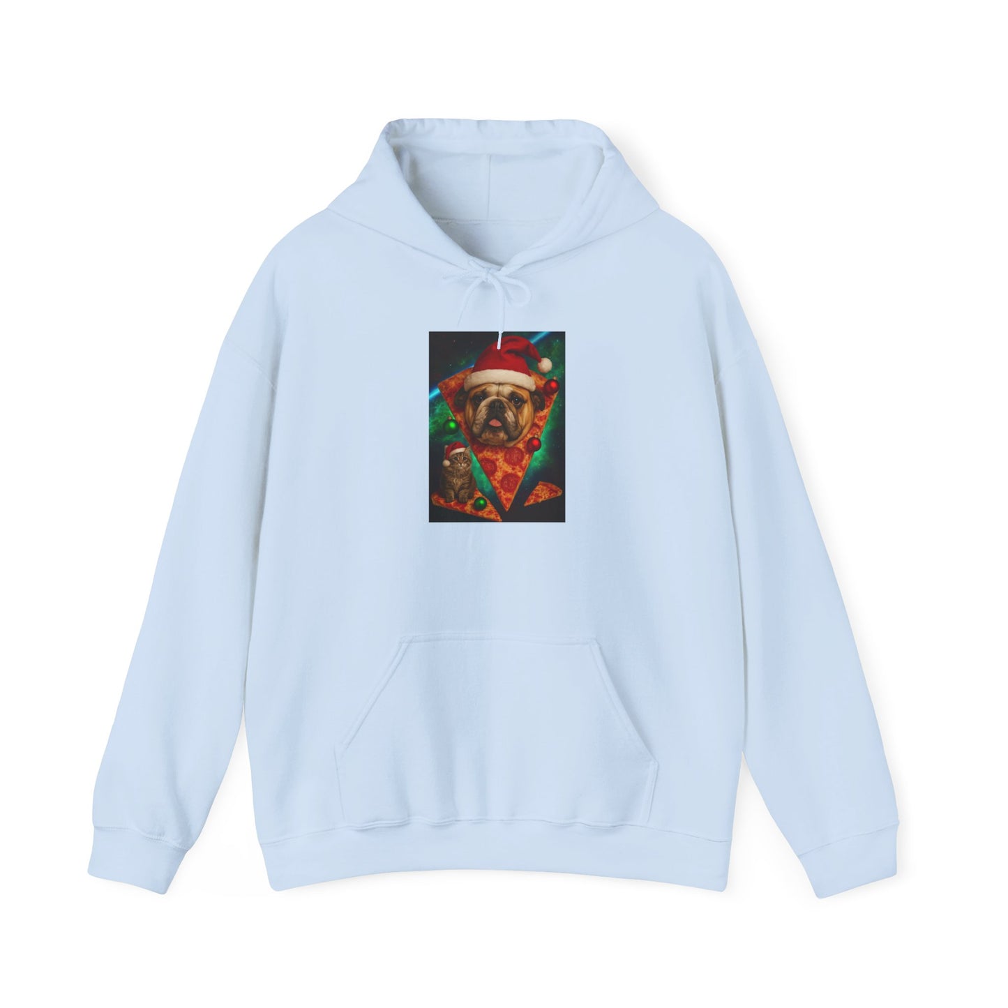 Pug Pizza Party Hoodie - Fun Sweatshirt for Pet Lovers, Holiday Apparel, Christmas Gift, Cozy Gift for Him and Her - Riff Raff Wear